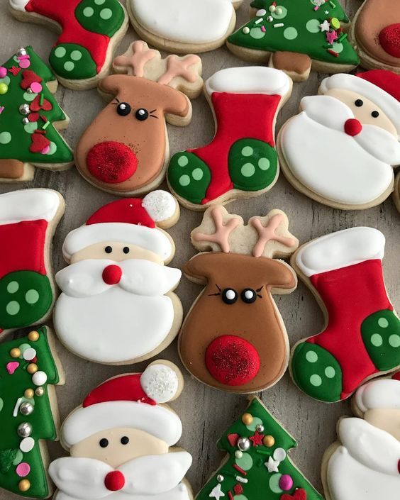 Joyeux Noël Biscuits Au Sucre Avec Le Père Noël Et Rudolph