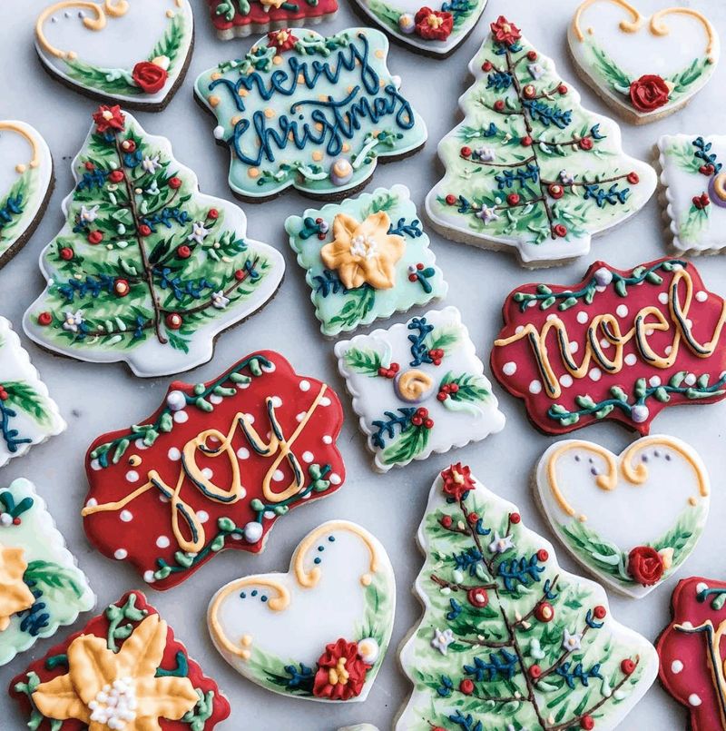 Biscuits au sucre de Noël rouges et verts