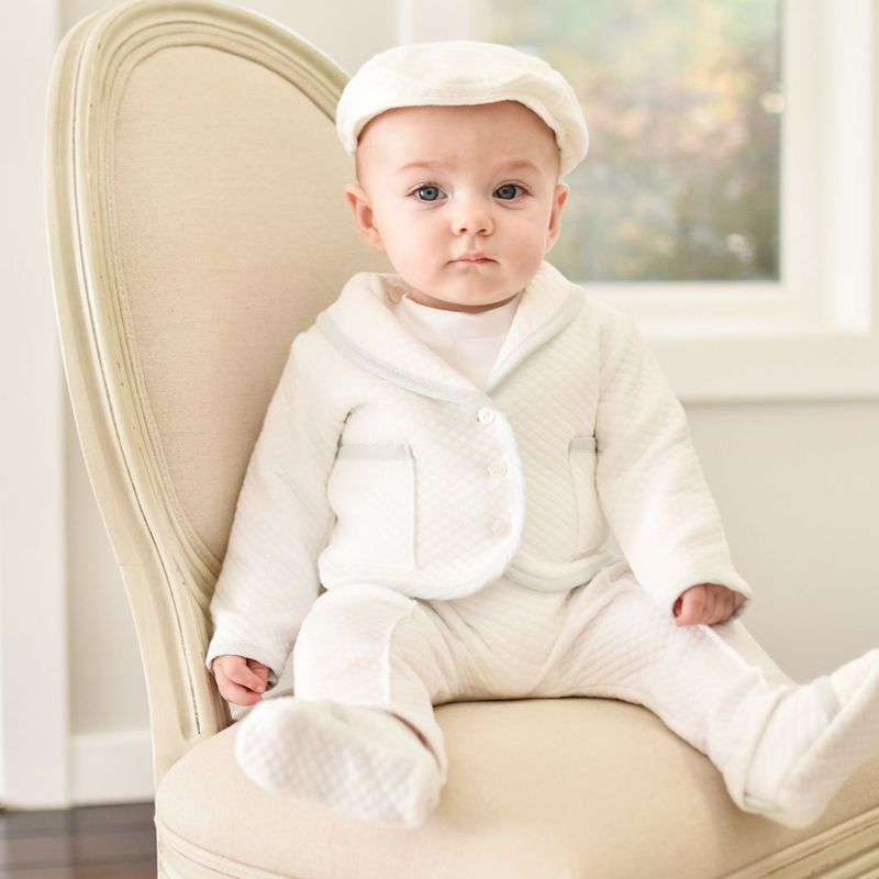 Costume blanc 3 pièces Dapper pour bébé garçon - jolie tenue bébé garçon