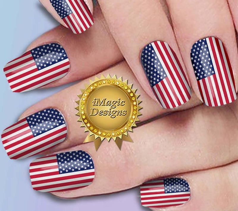 Slatki omoti i naljepnice za nokte američke zastave - nokti 4. srpnja