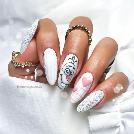 Bijeli Olaf nokti - slatki Frozen nokti