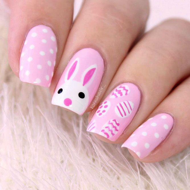 Ružičasti slatki nokti zečića - ružičasti uskršnji nokti