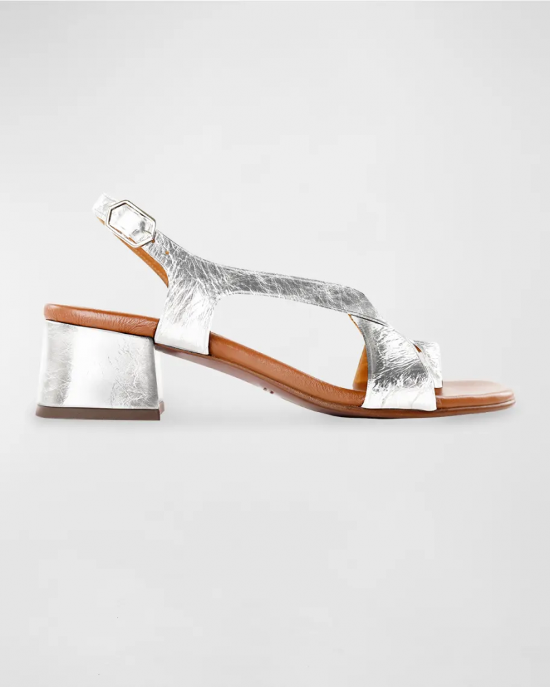   Gümüş ve ten rengi Chie Mihara Quartel Metalik Topuklu Sandalet