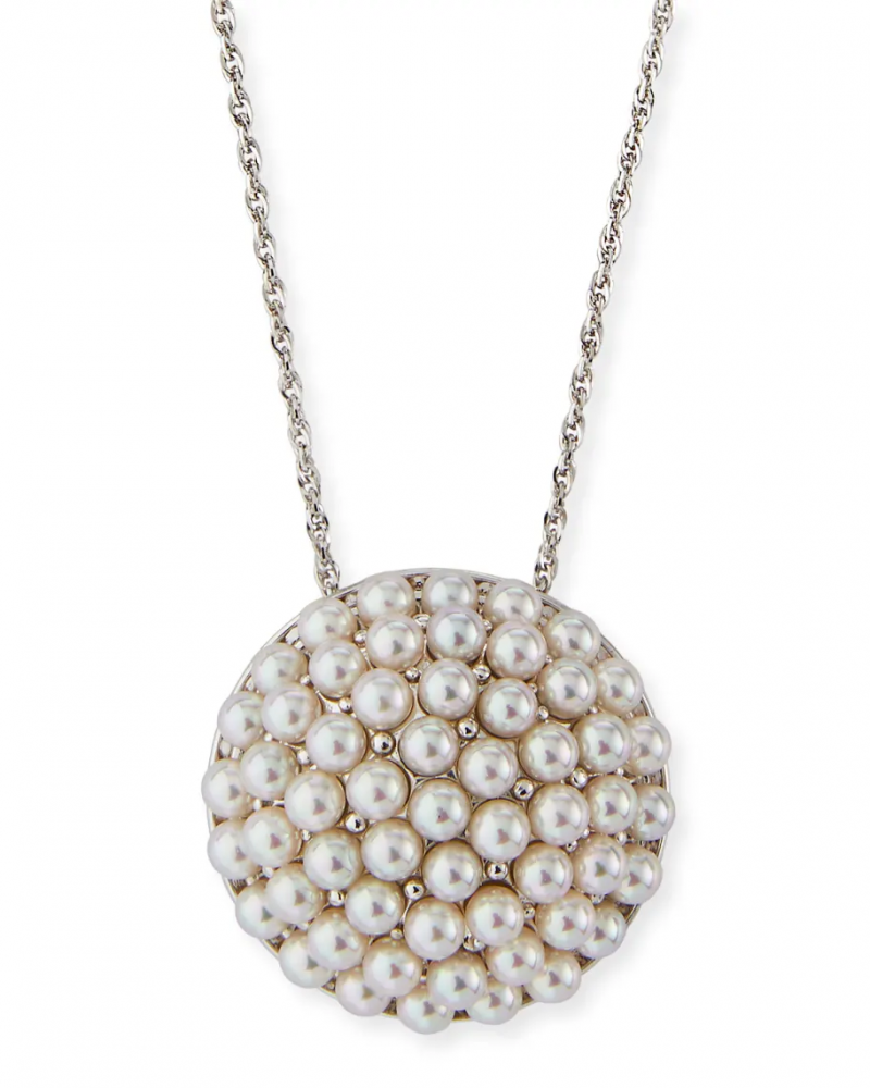   Collier pendentif multi-perles Majorica 4 mm blanc et argent