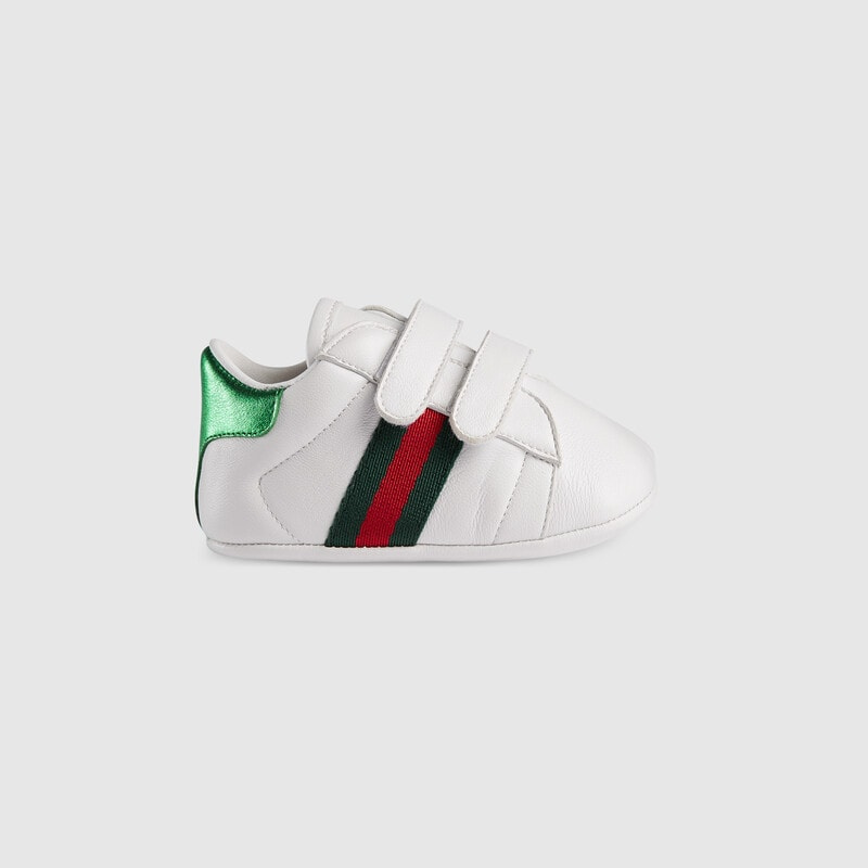   Beyaz, yeşil ve kırmızı Gucci Baby Ace deri spor ayakkabı