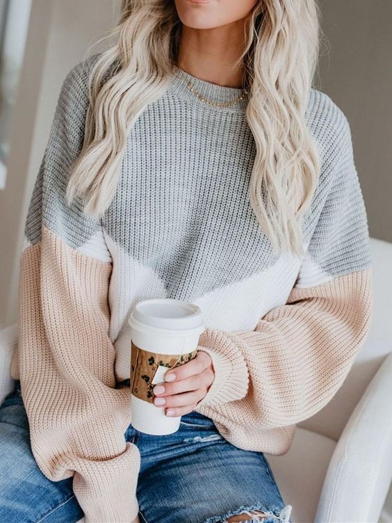 Slatka odjeća s džemperom s džemperom koji blokira boju