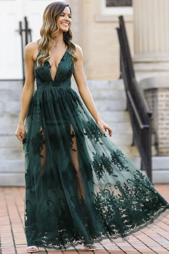Magnifique robe longue vert émeraude
