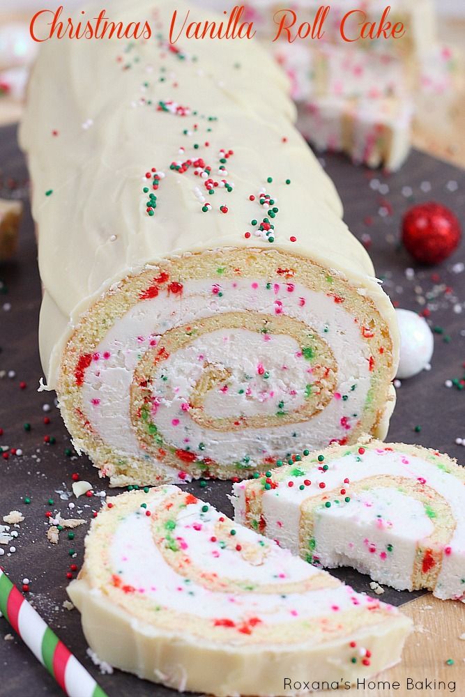 Gâteau roulé de Noël à la vanille