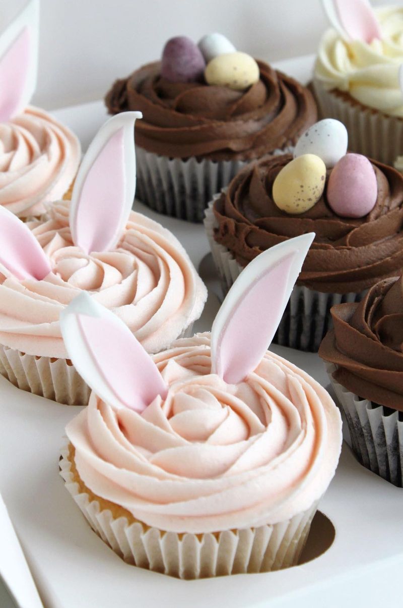 Pink Bunny Cupcakes with Toppers