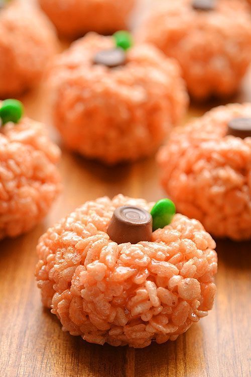 Enkle Thanksgiving-desserter: Rice Krispie Treat Pumpkins