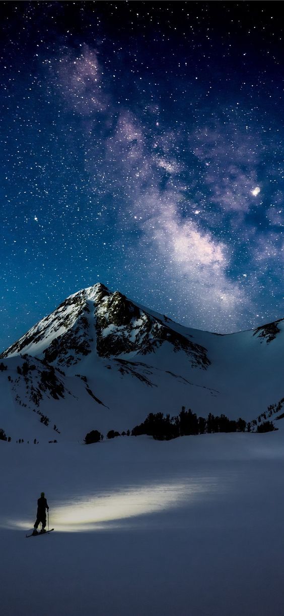 Pozadina snježne planine iPhone tijekom ponoći, iphone planinska pozadina sa snijegom